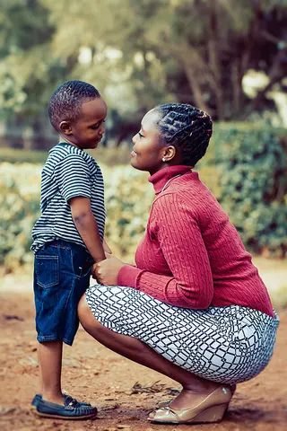 Parent talking to child