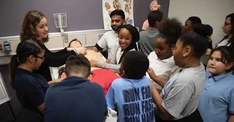 Children participating in doctors for a day