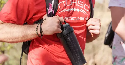 close up of man hiking with 