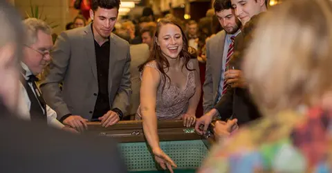 Students at Lubbock City Lights event playing a casino game