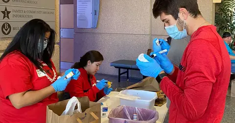 volunteers helping with the medication cleanout in Lubbock