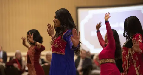 Students performing for audience