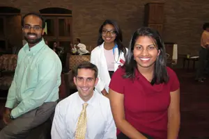 (From left) Jason Chandrapal, first-year medical student; Bill McCunniff, fourth-year medical student; Nicole Mitchell, first-year medical student; and Kokila Kakarala, first-year medical student.