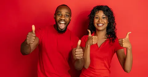 People happy with thumbs up