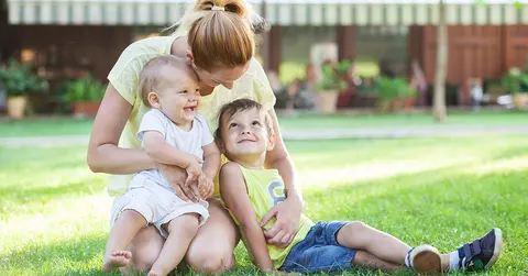 Young mom and two sons