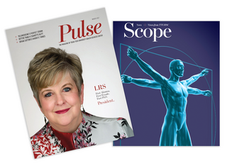 Graphic thumbnail featuring a Pulse magazine coveron the left and a page featuring blue anatomical body silhouettes labeled "Scope" on the right.