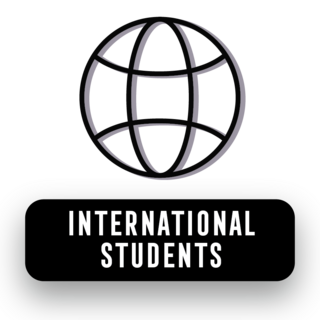 International Student black globe.