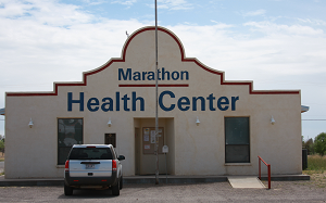 front of Marathon clinic during the day