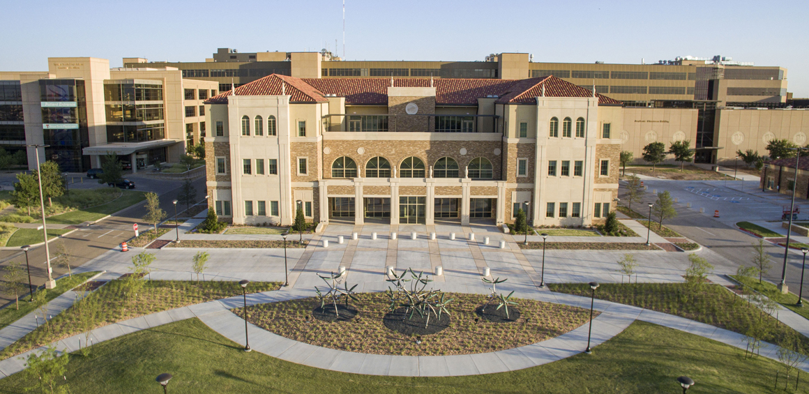 Aerial shot of the TTUHSC University Center Building